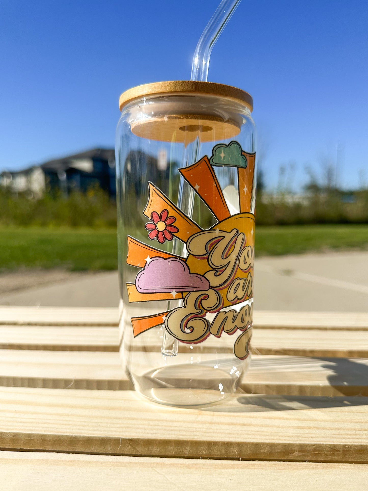 You Are Enough Glass Can Cup