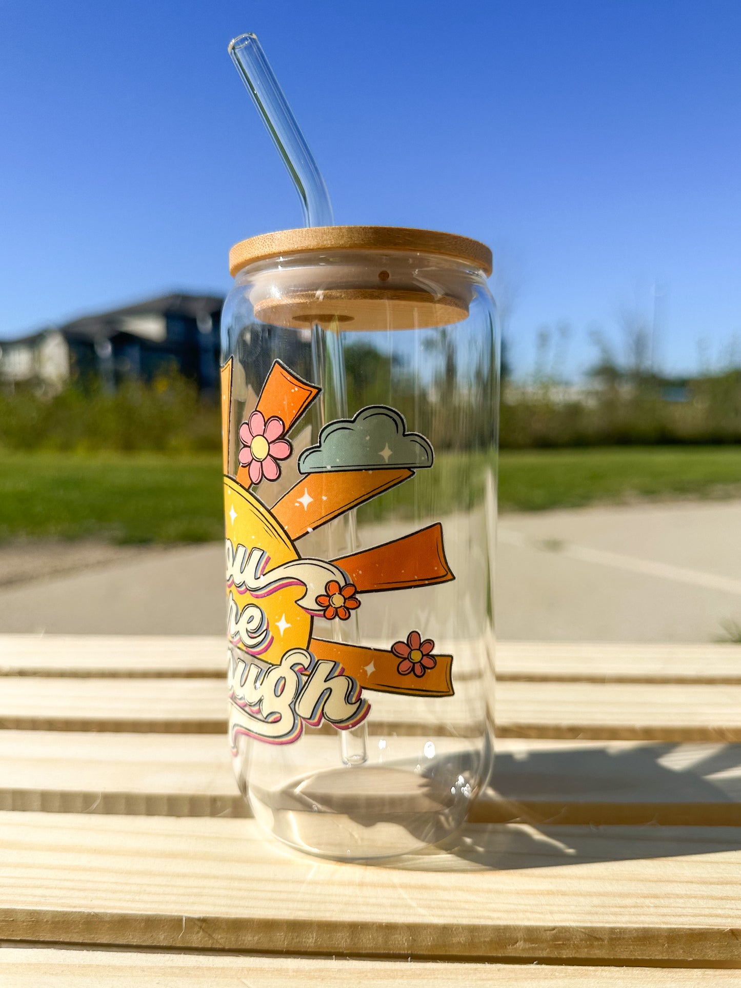 You Are Enough Glass Can Cup