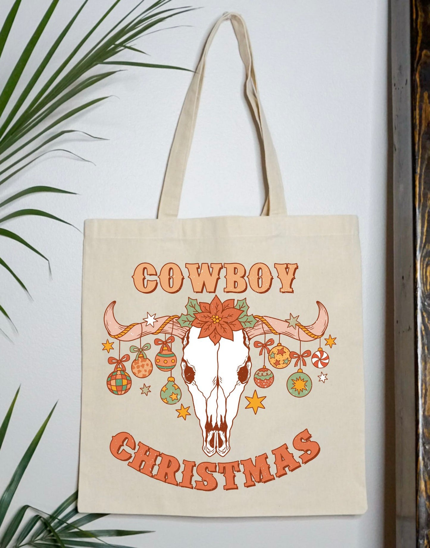 Cowboy Christmas Skull Tote