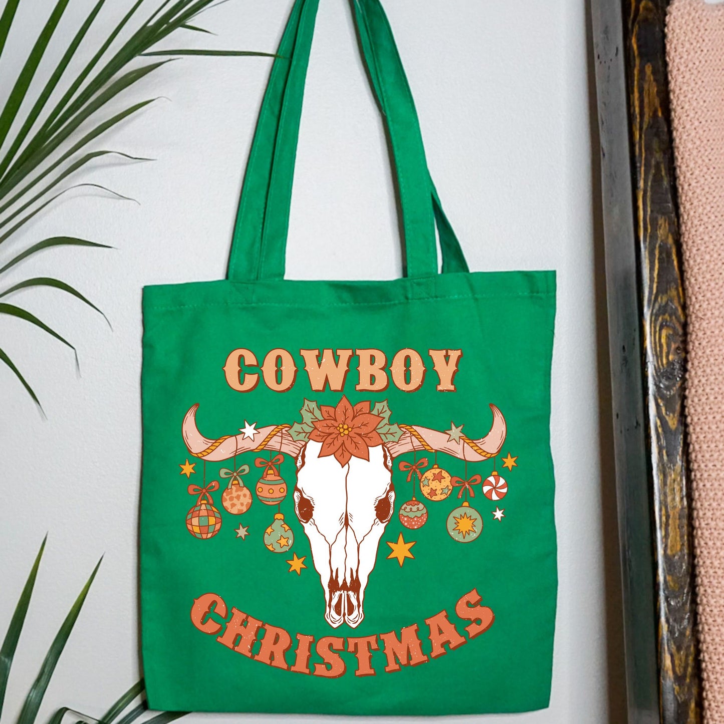 Cowboy Christmas Skull Tote