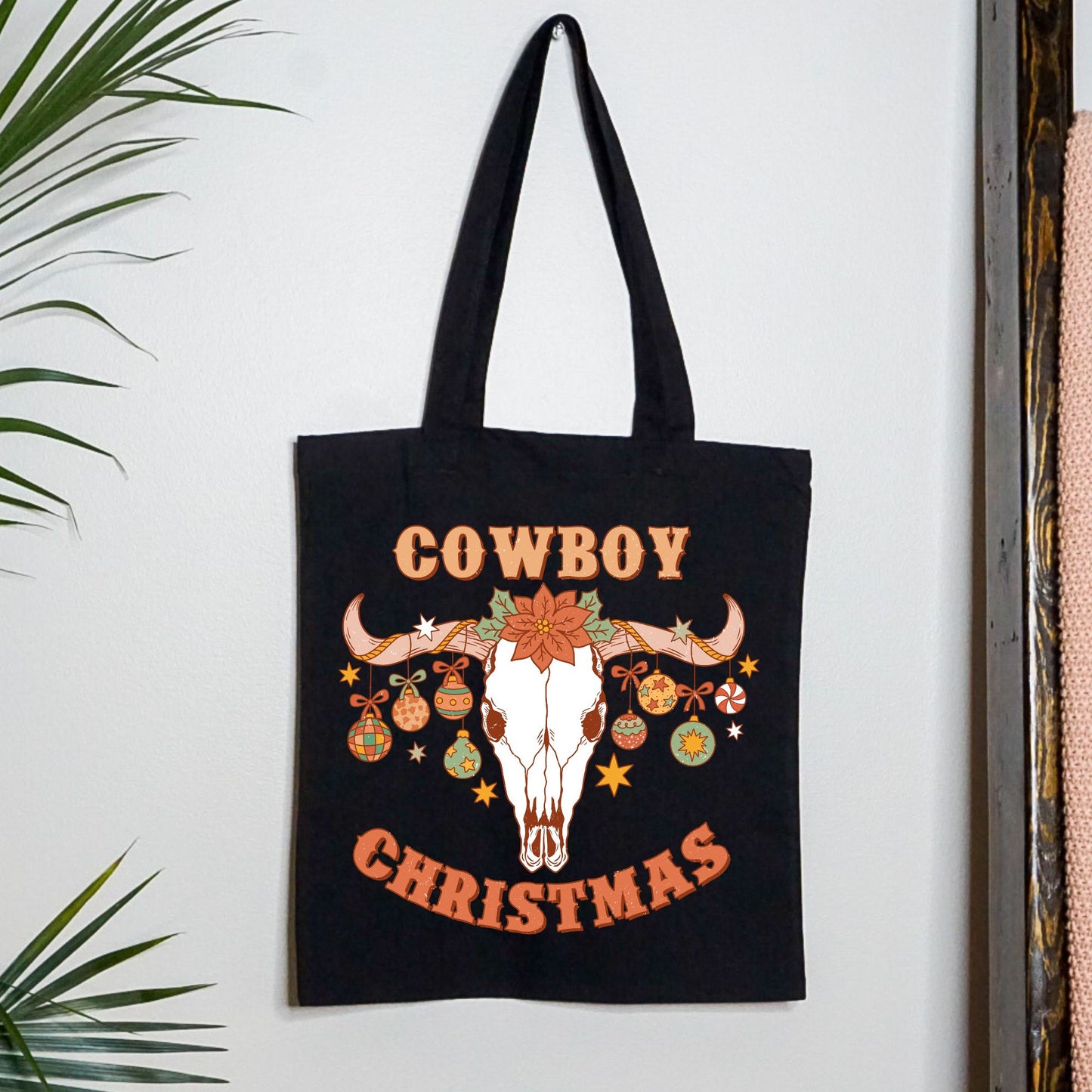 Cowboy Christmas Skull Tote