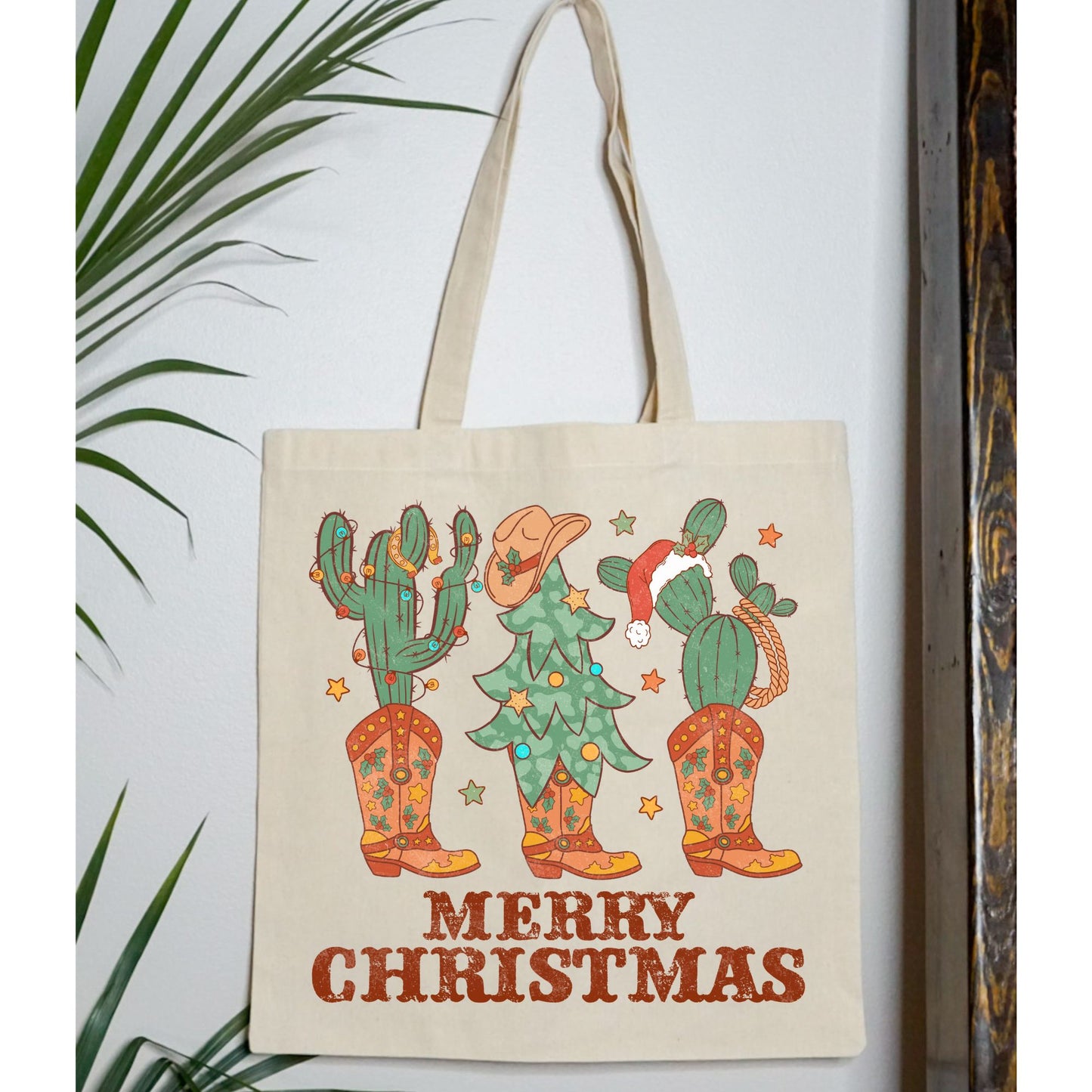 Merry Christmas Cowboy Tote