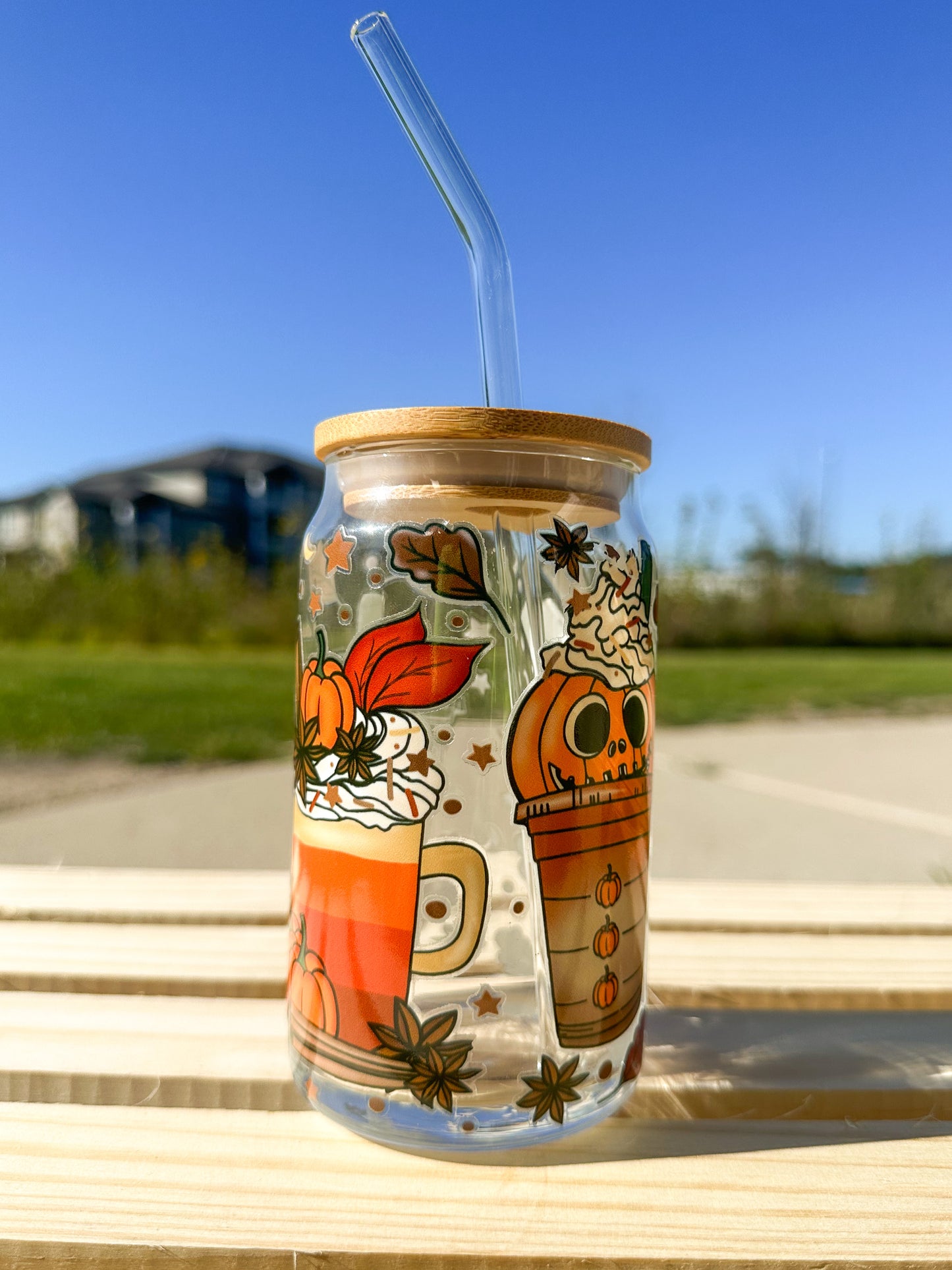 Pumpkin Spice Glass Can Cup