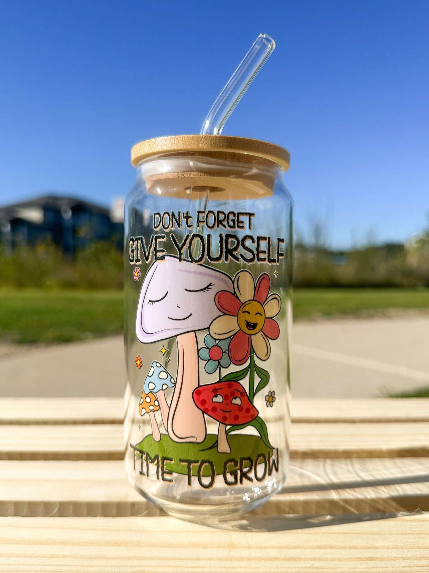 Time To Grow Glass Can Cup