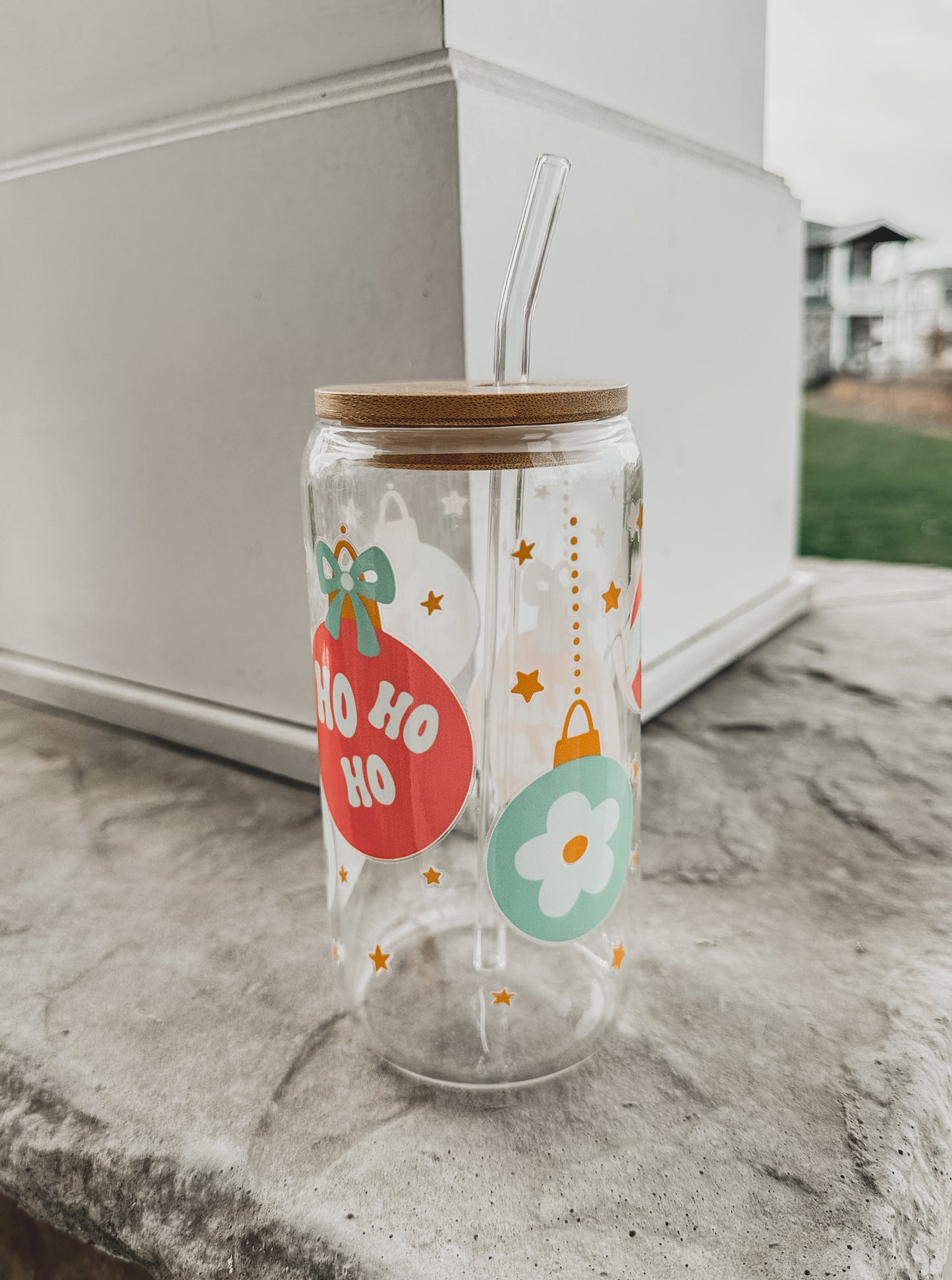 Holly Jolly Glass Can Cup
