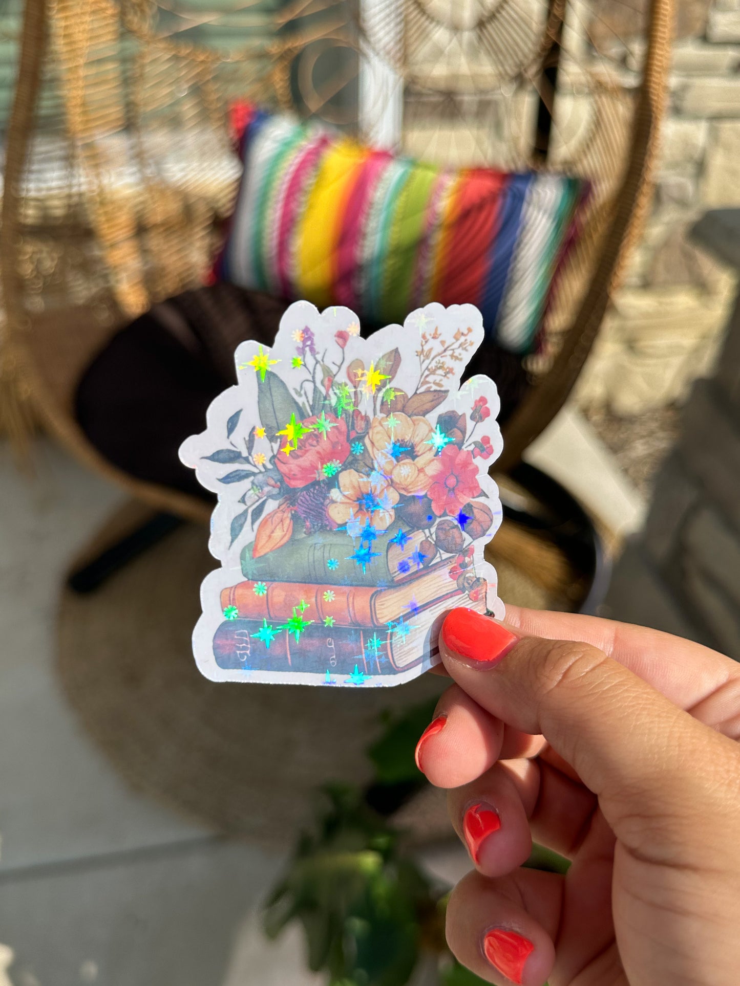 Floral Books Sticker
