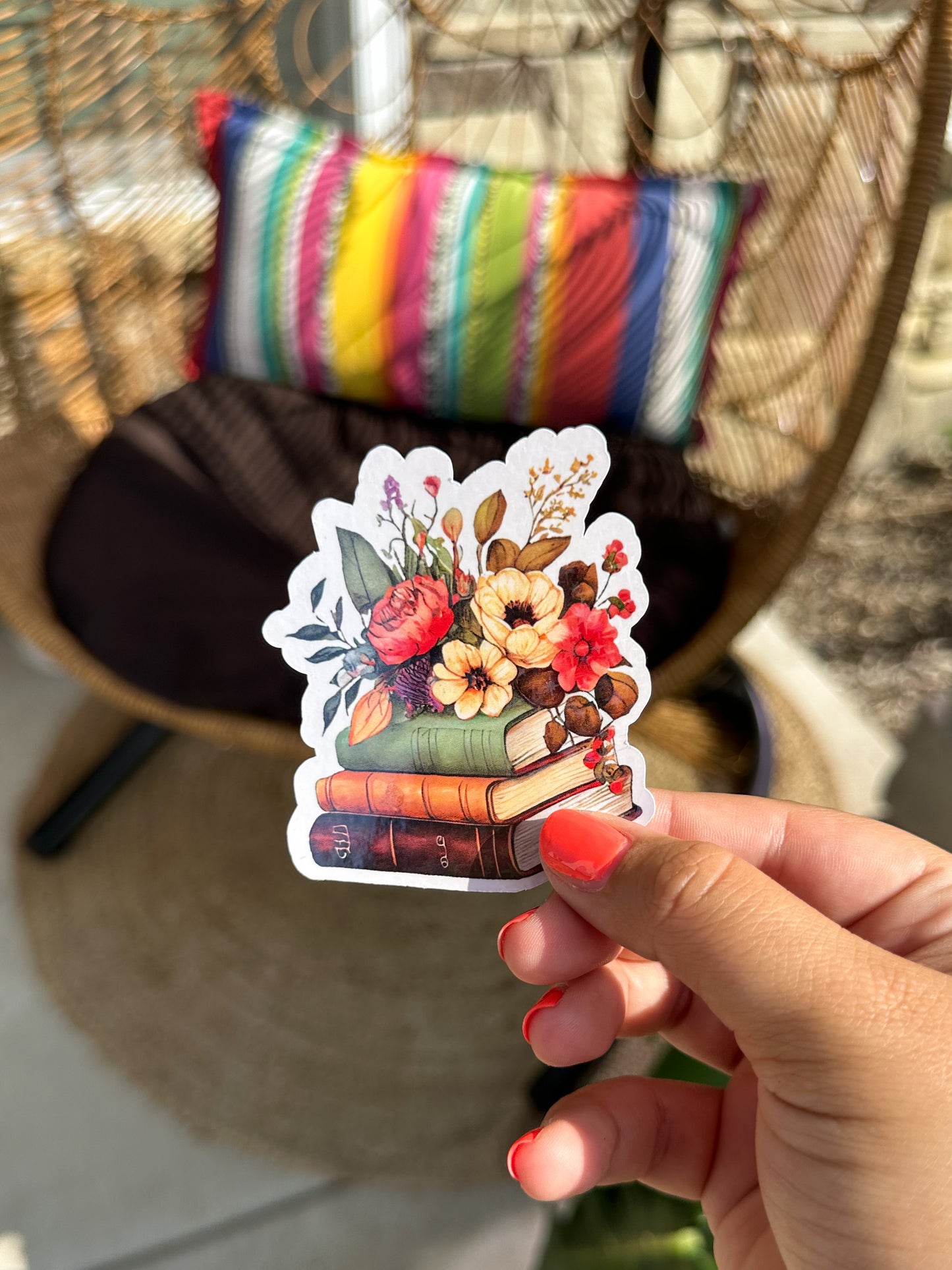 Floral Books Sticker