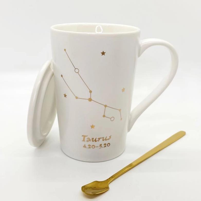 white astrology coffee set