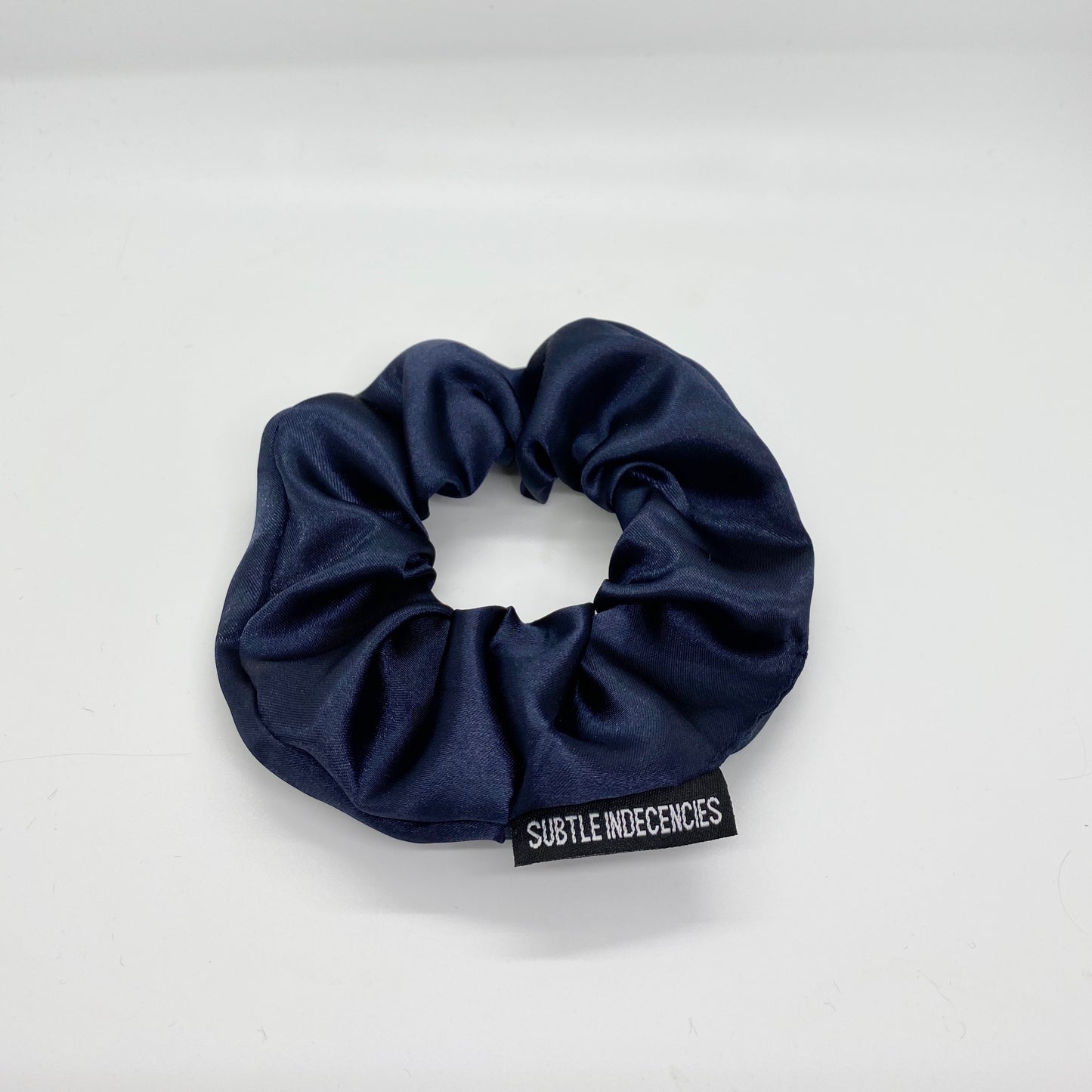 deep navy satin scrunchie