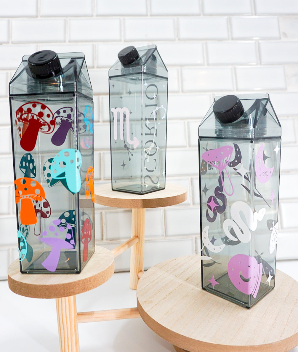 Mushrooms Black Milk Carton Bottle Set