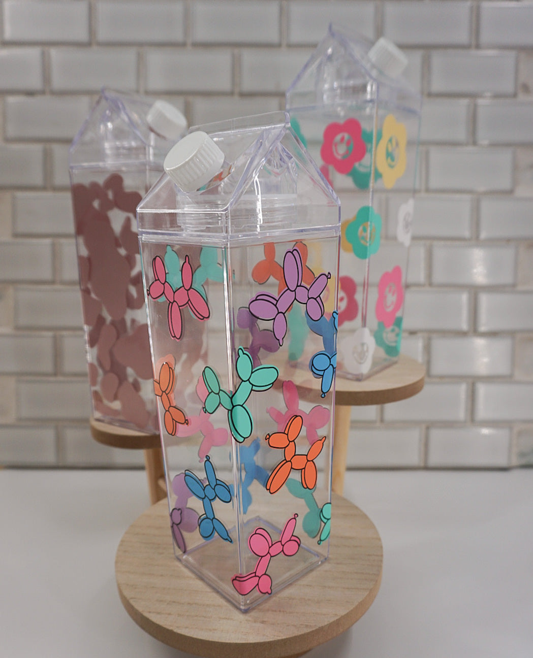 Balloon Dog Jumbo Clear Milk Carton Bottle Set