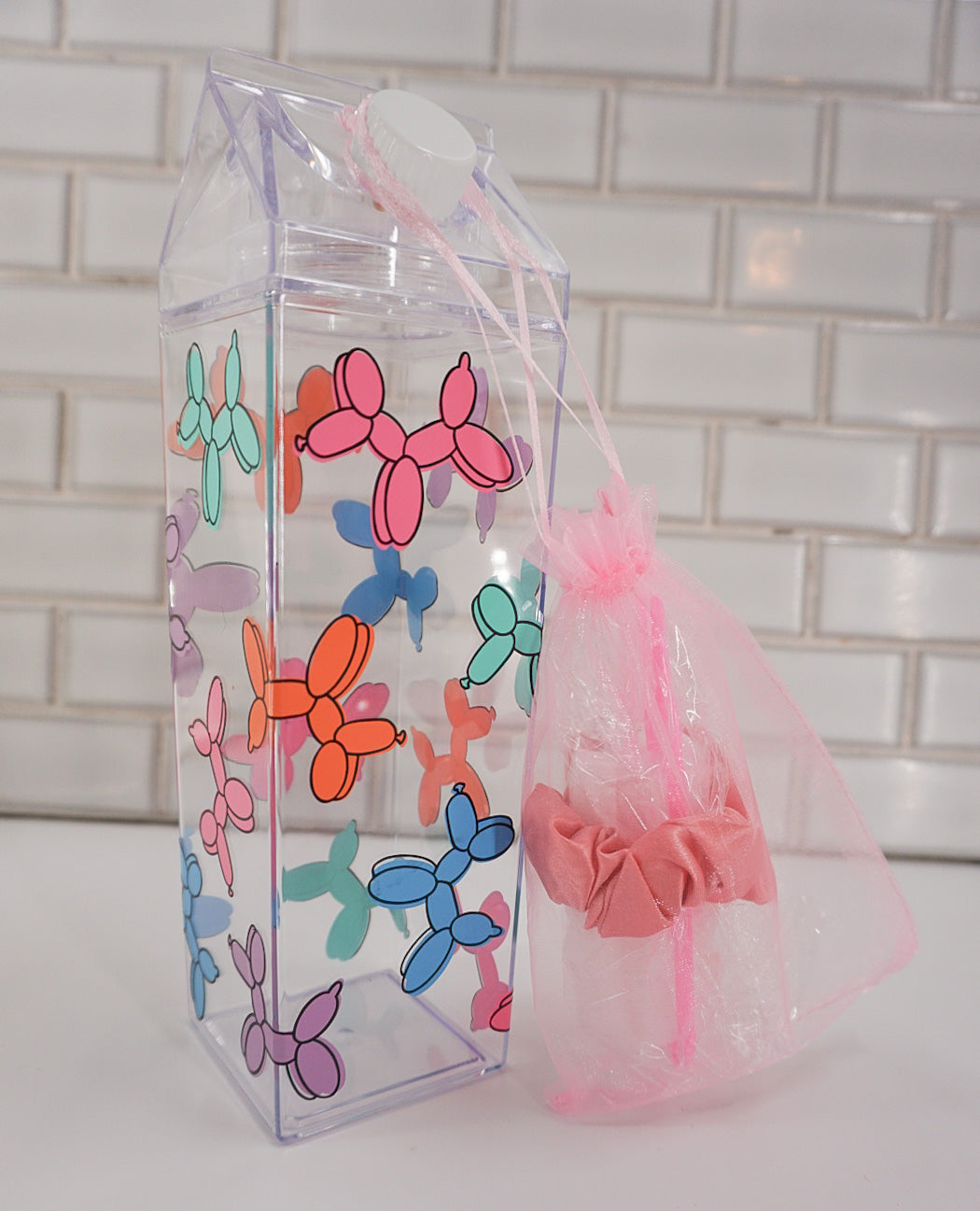 Balloon Dog Jumbo Clear Milk Carton Bottle Set