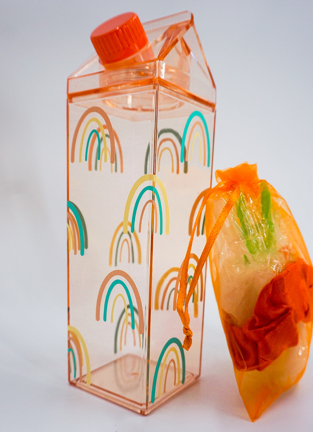 Boho Rainbow Orange Milk Carton Bottle Set