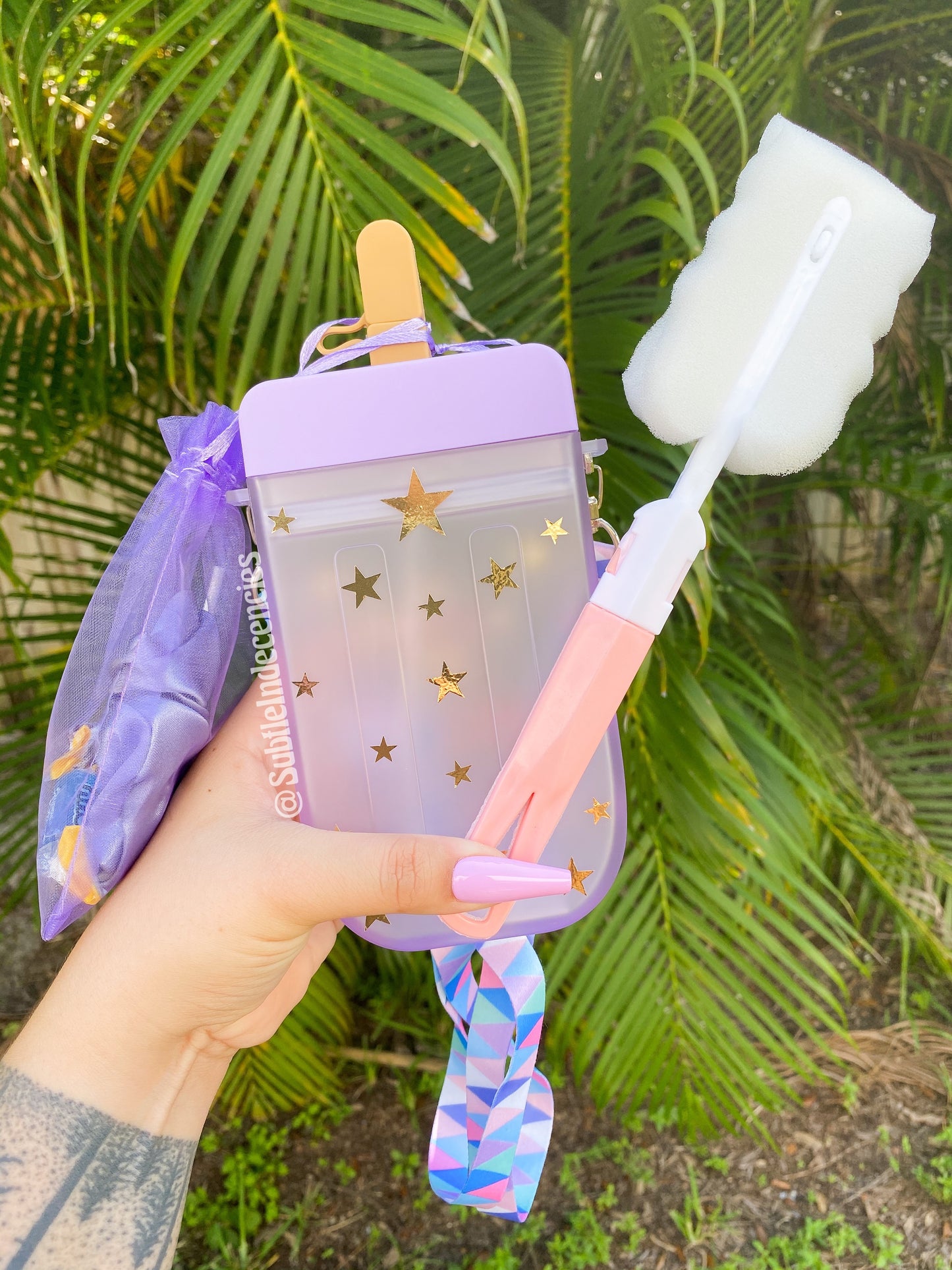 Gold Star Purple Popsicle Water Bottle Set