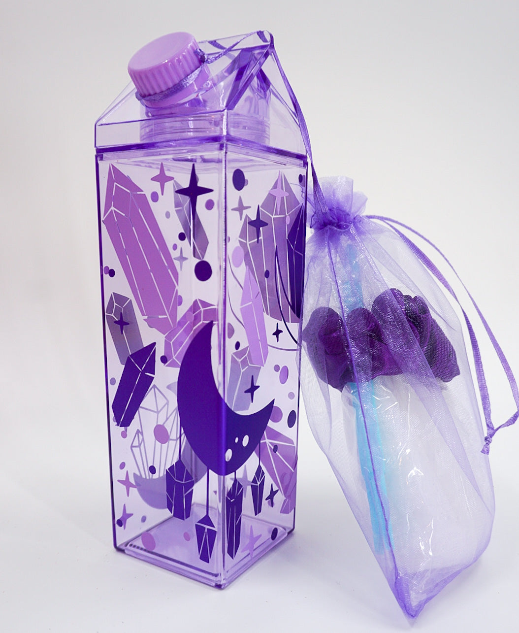 Crystal Purple Milk Carton Bottle Set