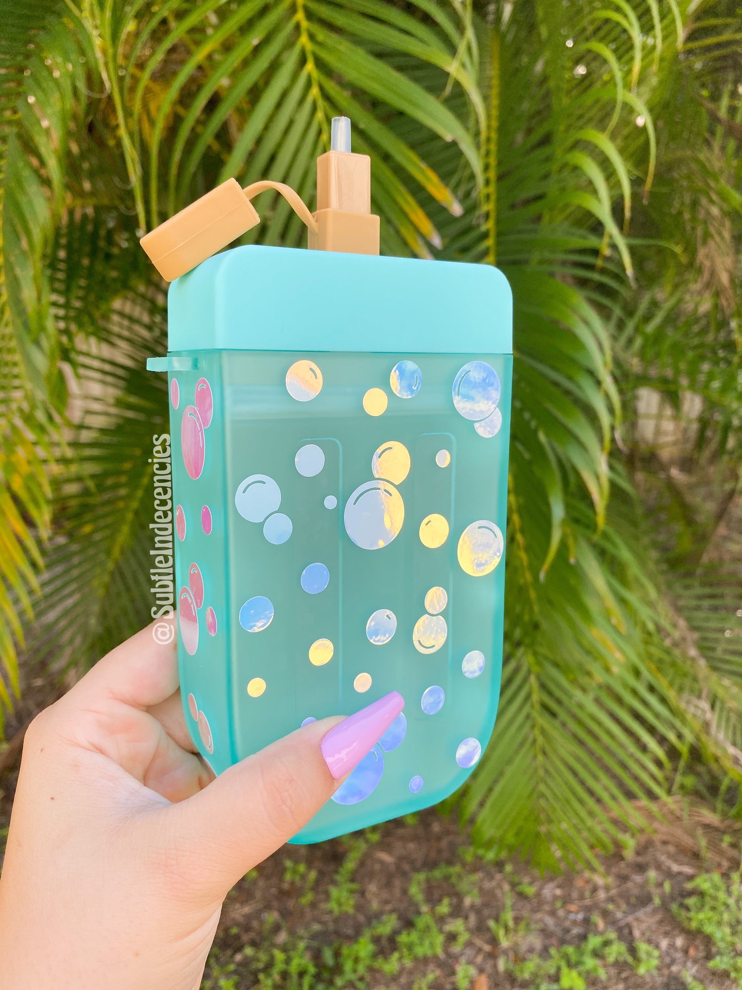 Holographic Bubble Blue Popsicle Water Bottle Set
