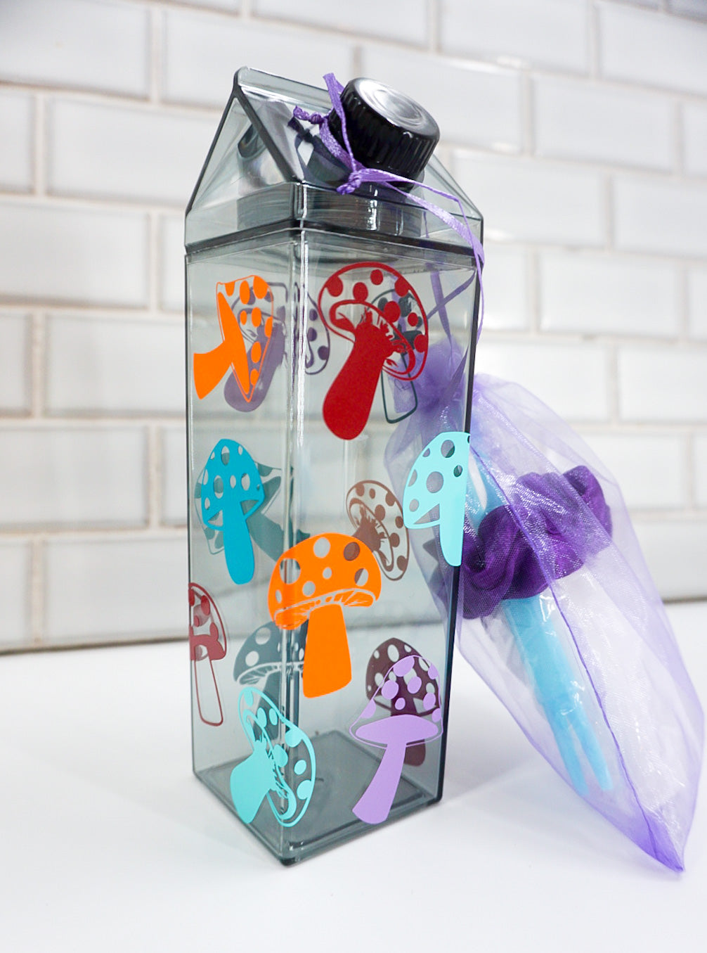Mushrooms Black Milk Carton Bottle Set