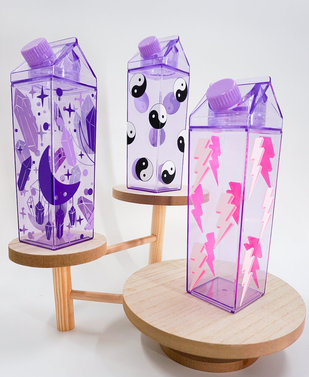 Crystal Purple Milk Carton Bottle Set