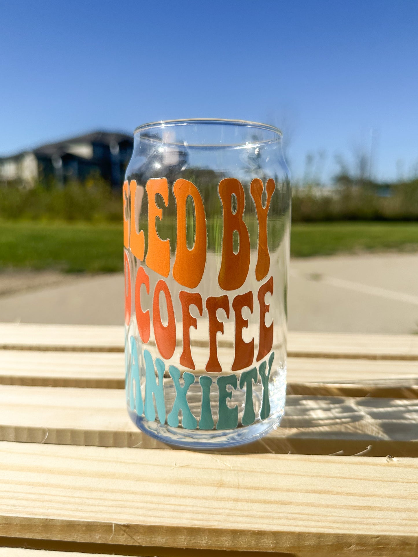 Fueled By Coffee And Anxiety Glass Can Cup