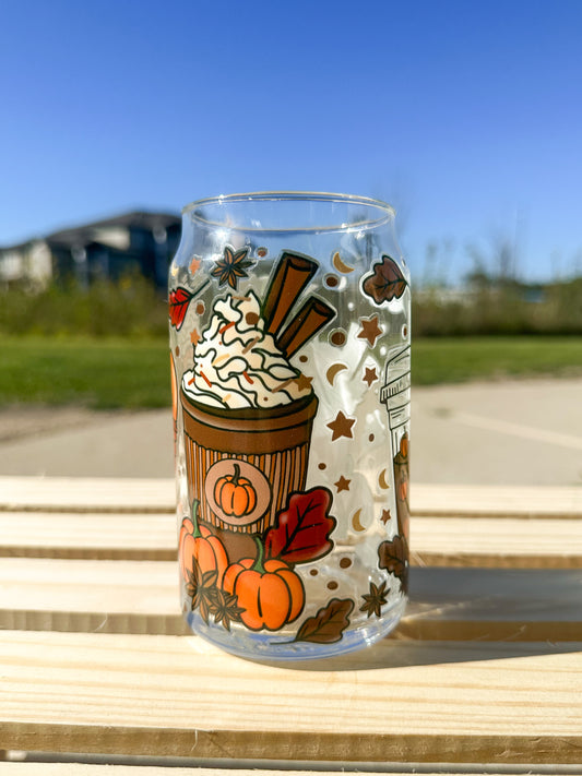 Pumpkin Spice Glass Can Cup