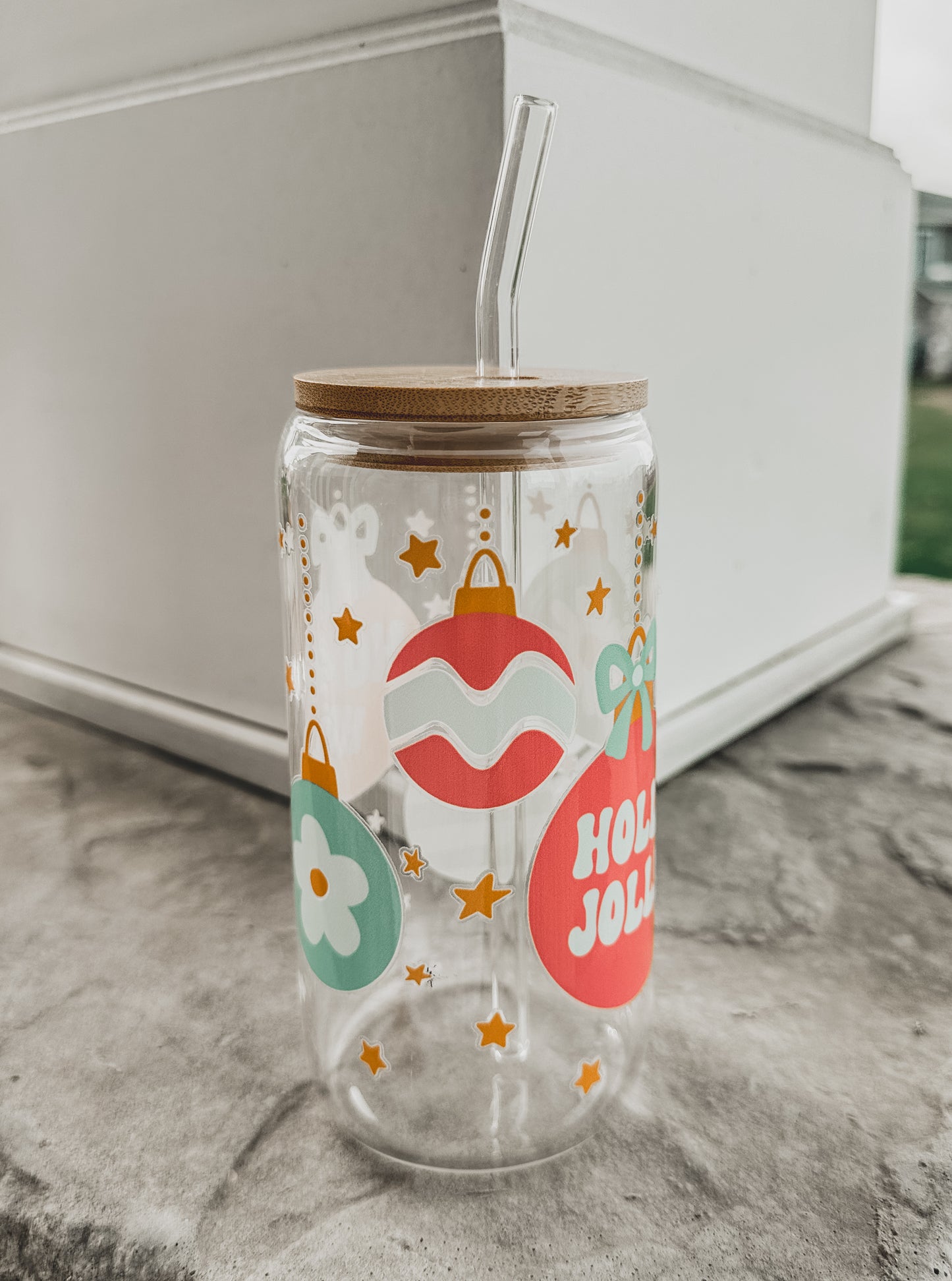 Holly Jolly Glass Can Cup