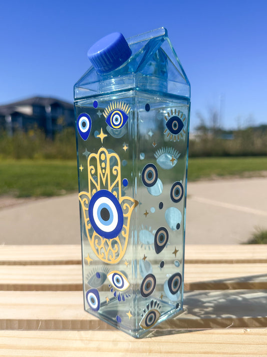 Evil Eye Blue Milk Carton Bottle Set