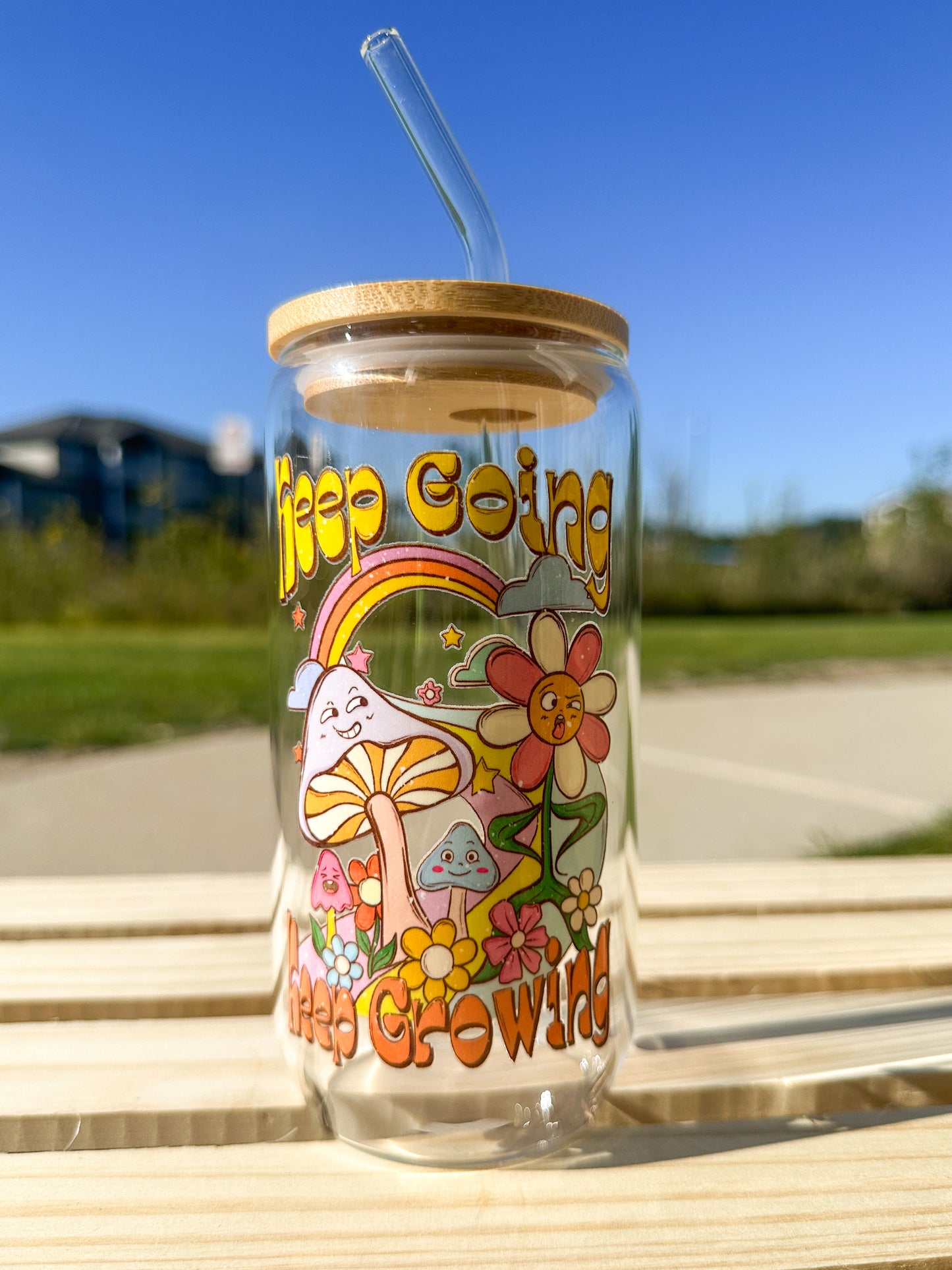 Keep Going Glass Can Cup