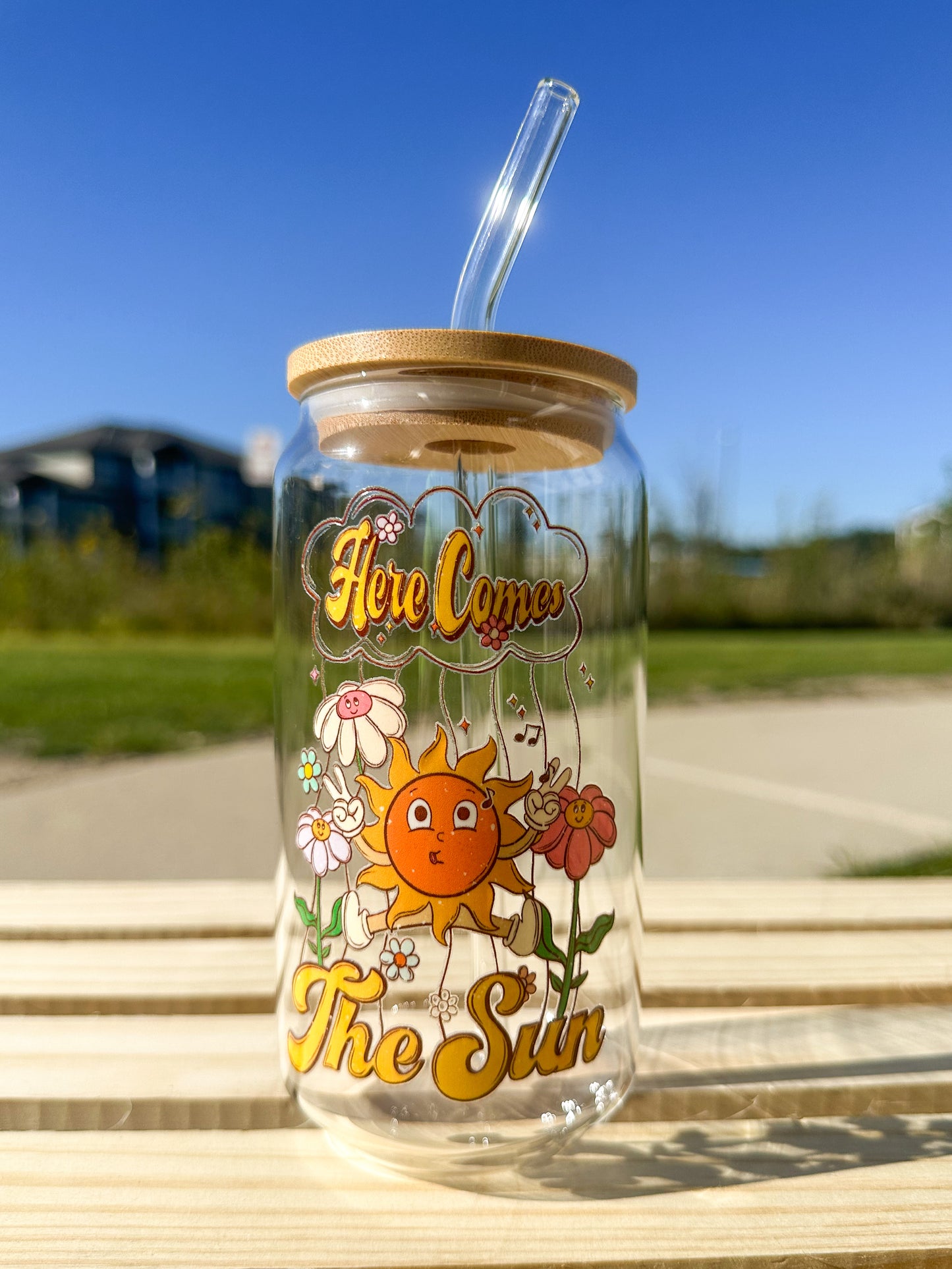 Here Comes The Sun Glass Can Cup