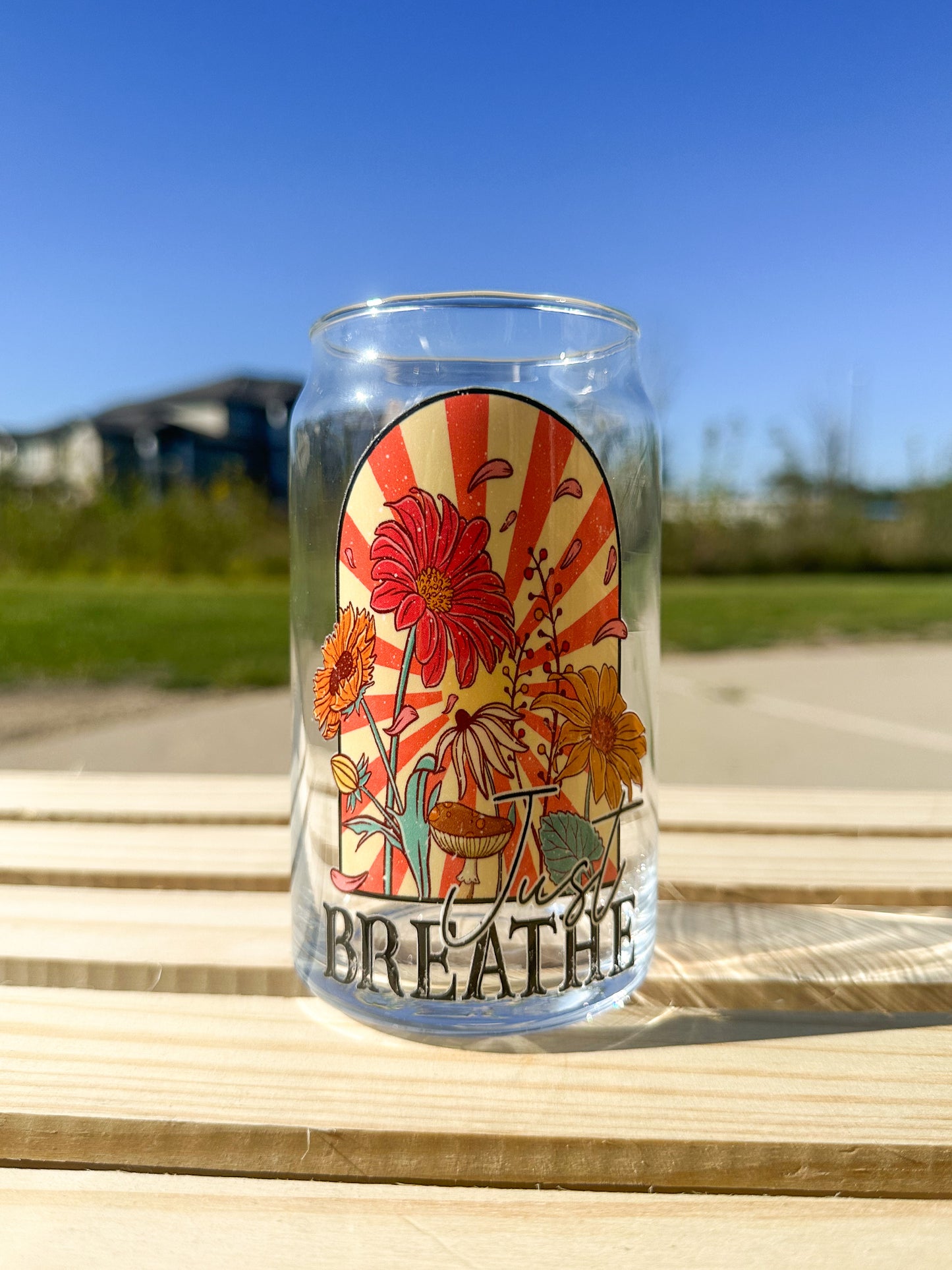 Just Breathe Glass Can Cup