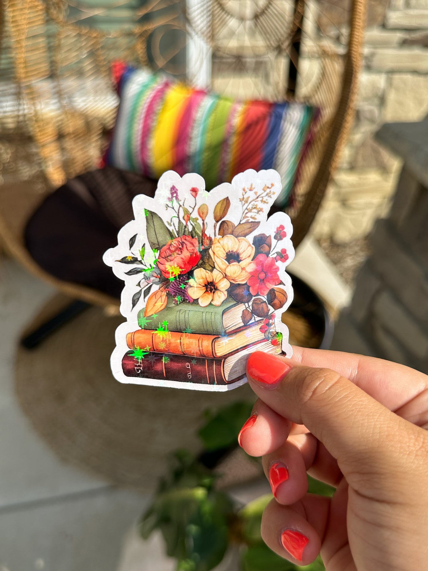 Floral Books Sticker