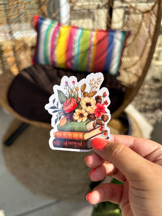 Floral Books Sticker