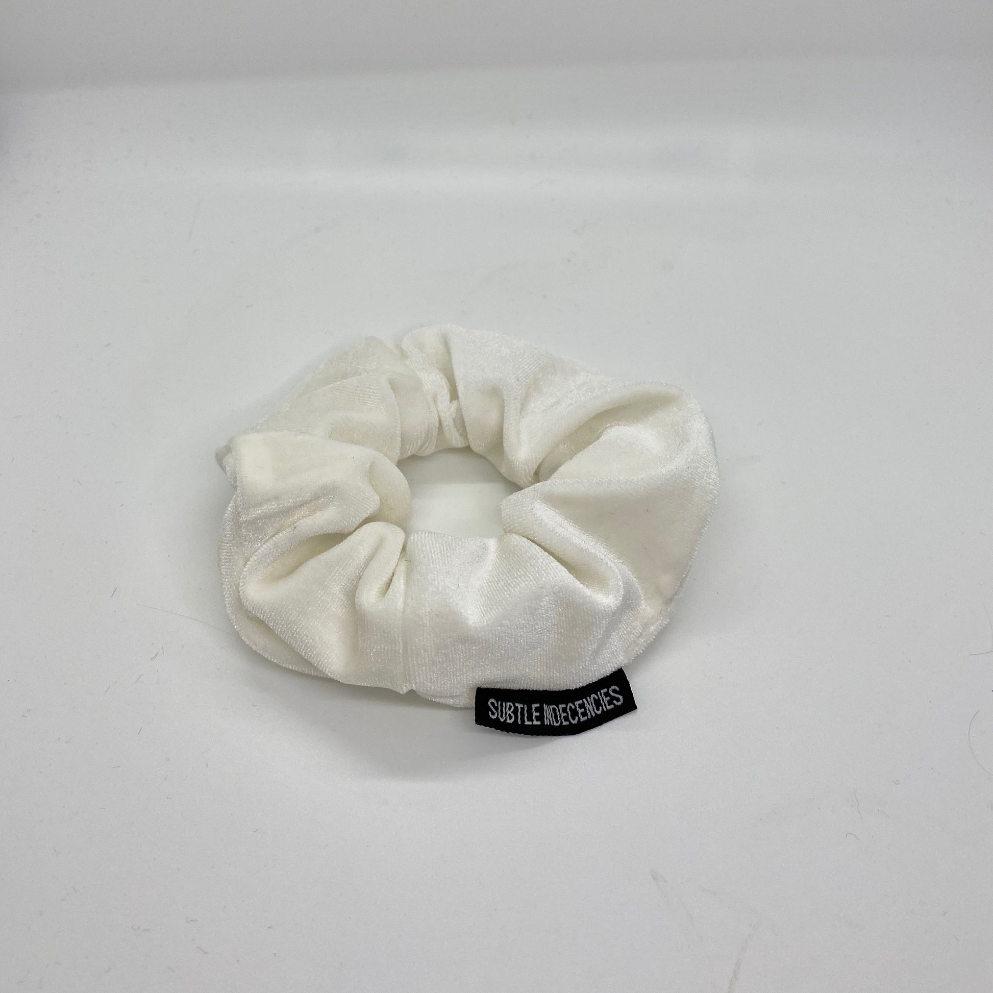 white velvet scrunchie