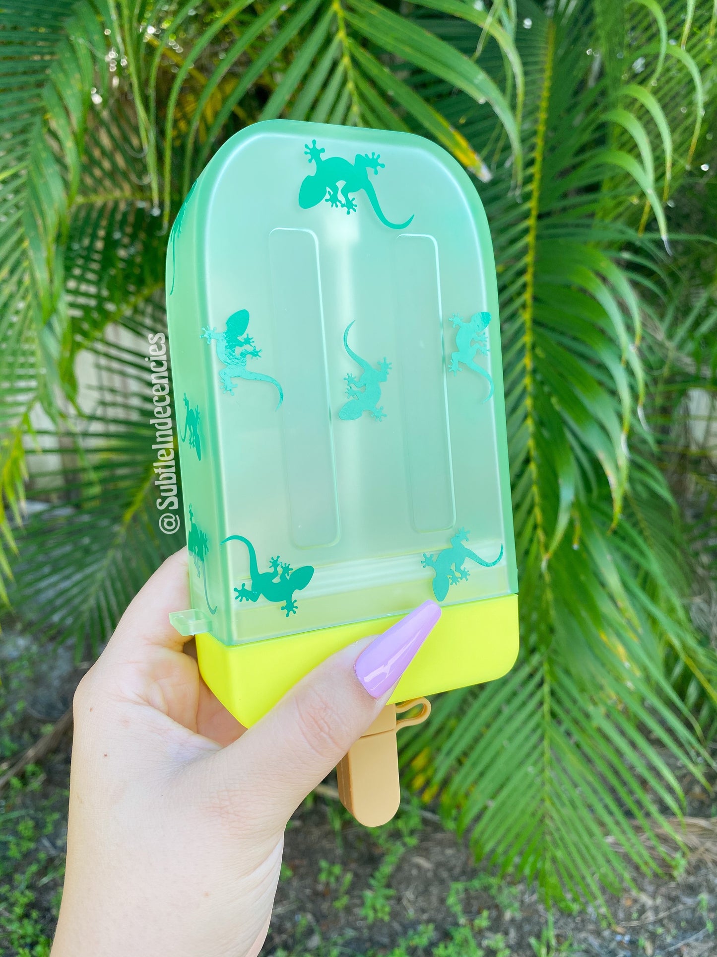 Green Lizard Popsicle Water Bottle Set