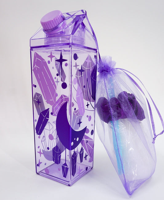 Crystal Purple Milk Carton Bottle Set