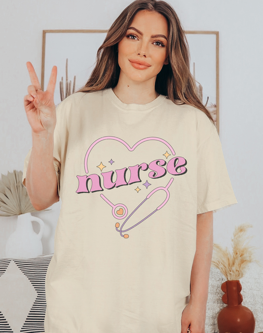 Nurse Heart Stethoscope Tee
