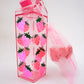 Holo Strawberry Pink Milk Carton Bottle Set