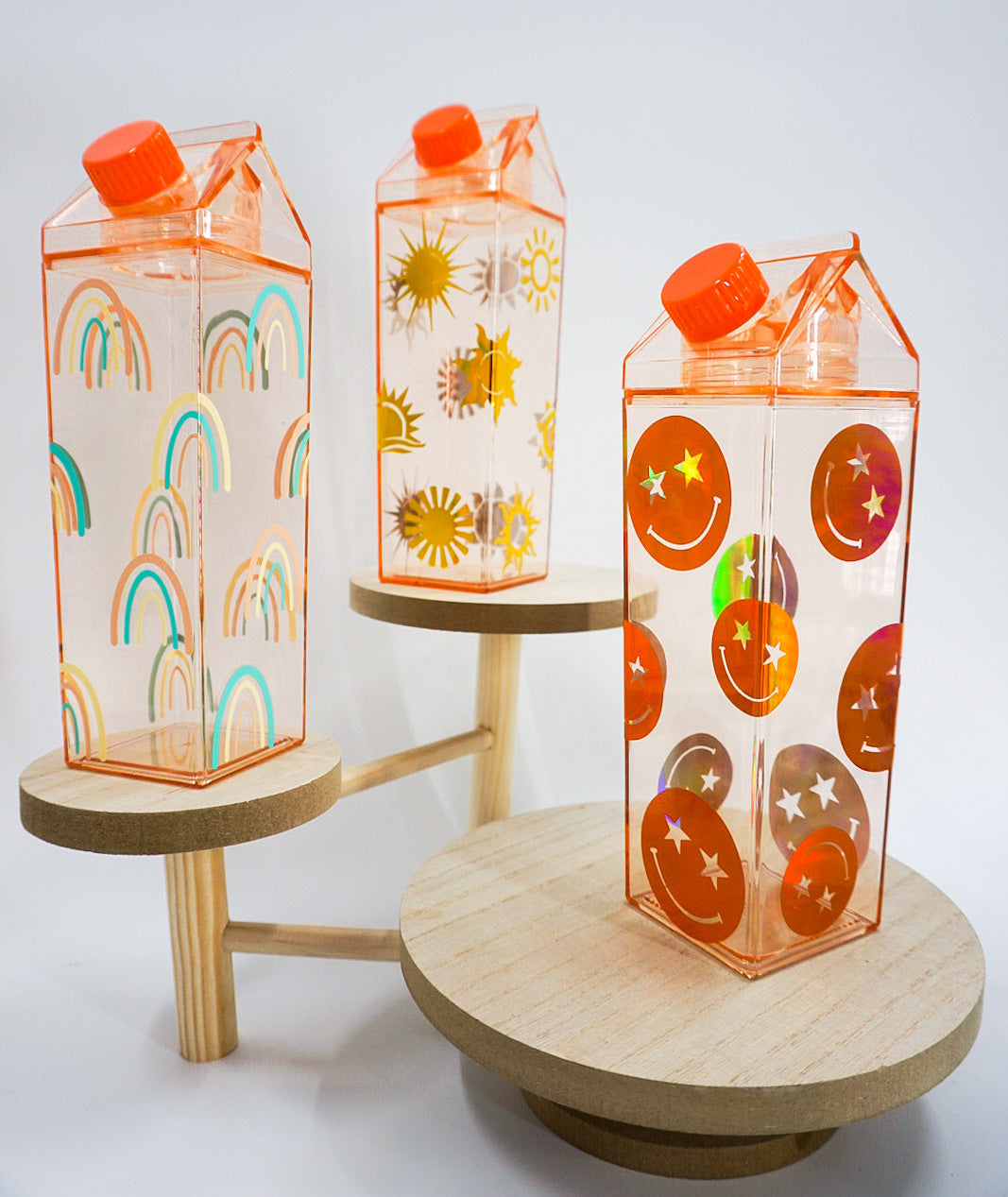 Boho Rainbow Orange Milk Carton Bottle Set