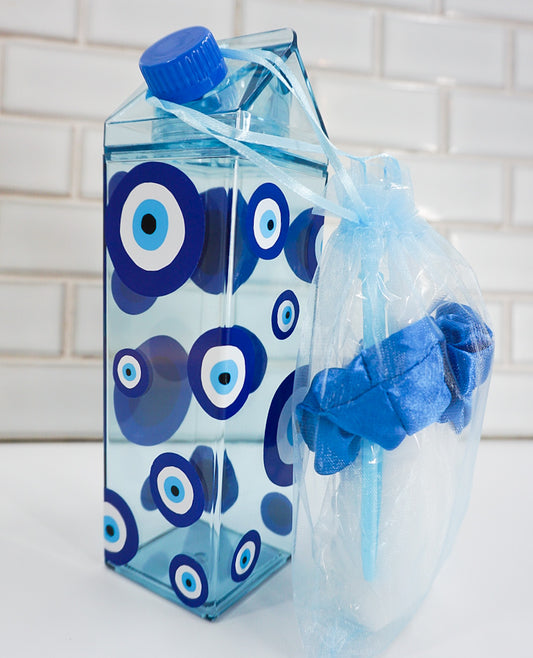 Evil Eye Blue Milk Carton Bottle Set